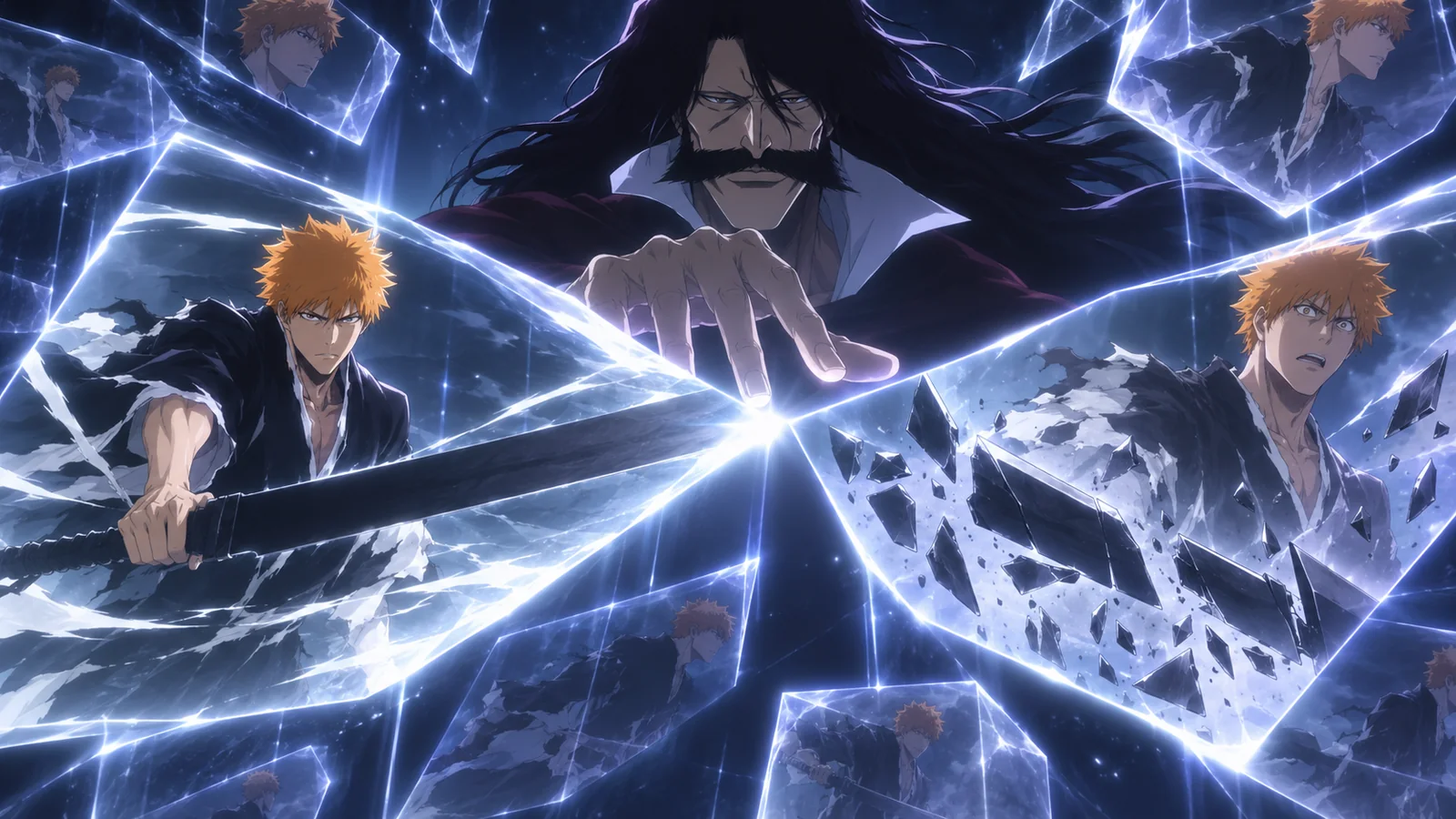 Yhwach using The Almighty to break Ichigo's Bankai through the future